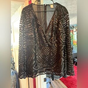 New Look Black Sequin Blouse